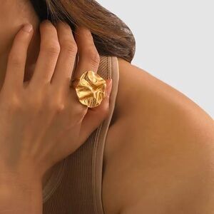 18K Gold Plated Round Adjustable Ring